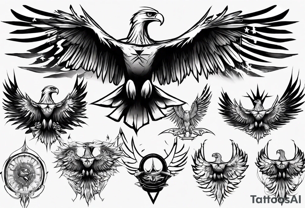 mystical eagle tattoo idea