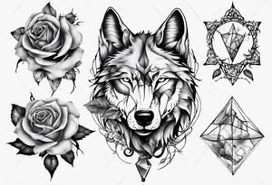 Wolf with roses and broken glass tattoo idea