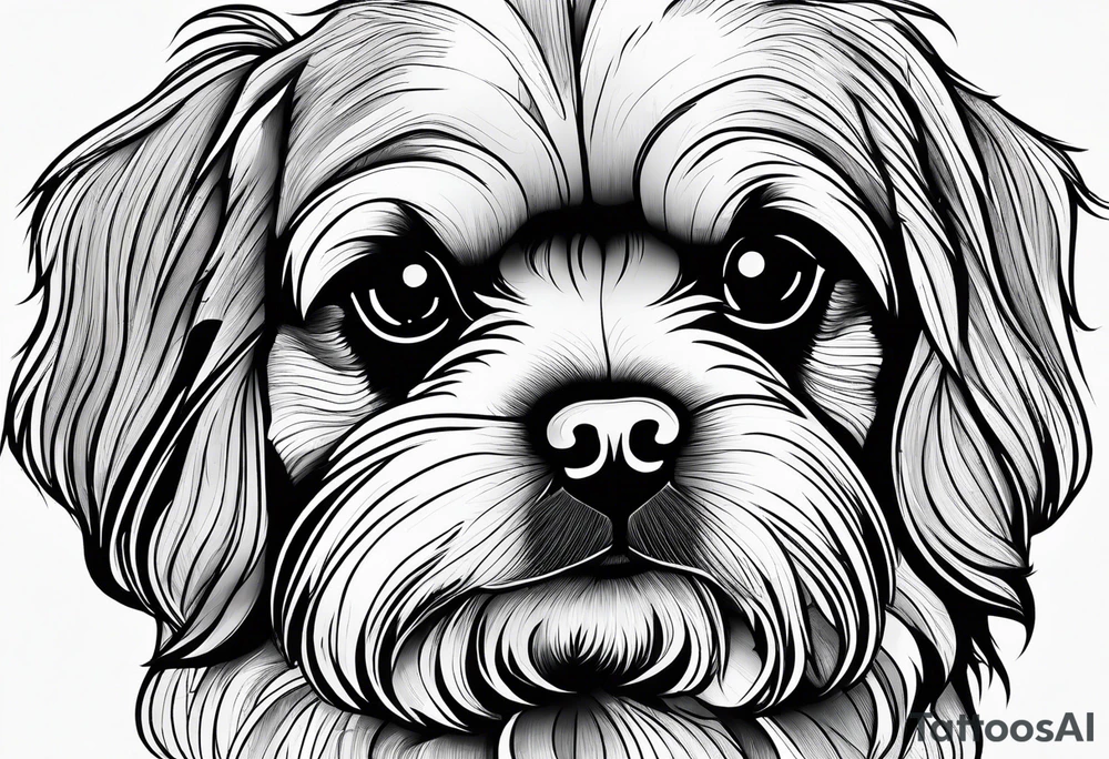 A mixed breed Pekingese and Shih-Tzu dog. Just the outline of his face. tattoo idea