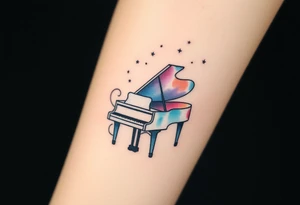 grand piano under the stars swirl tattoo idea