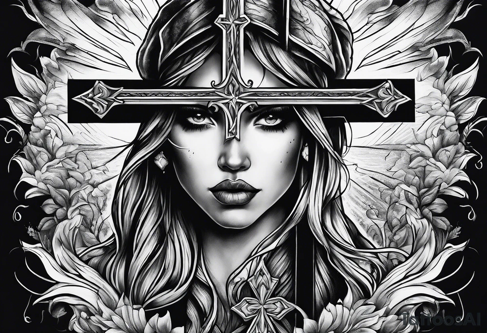 storm with a cross in it tattoo idea