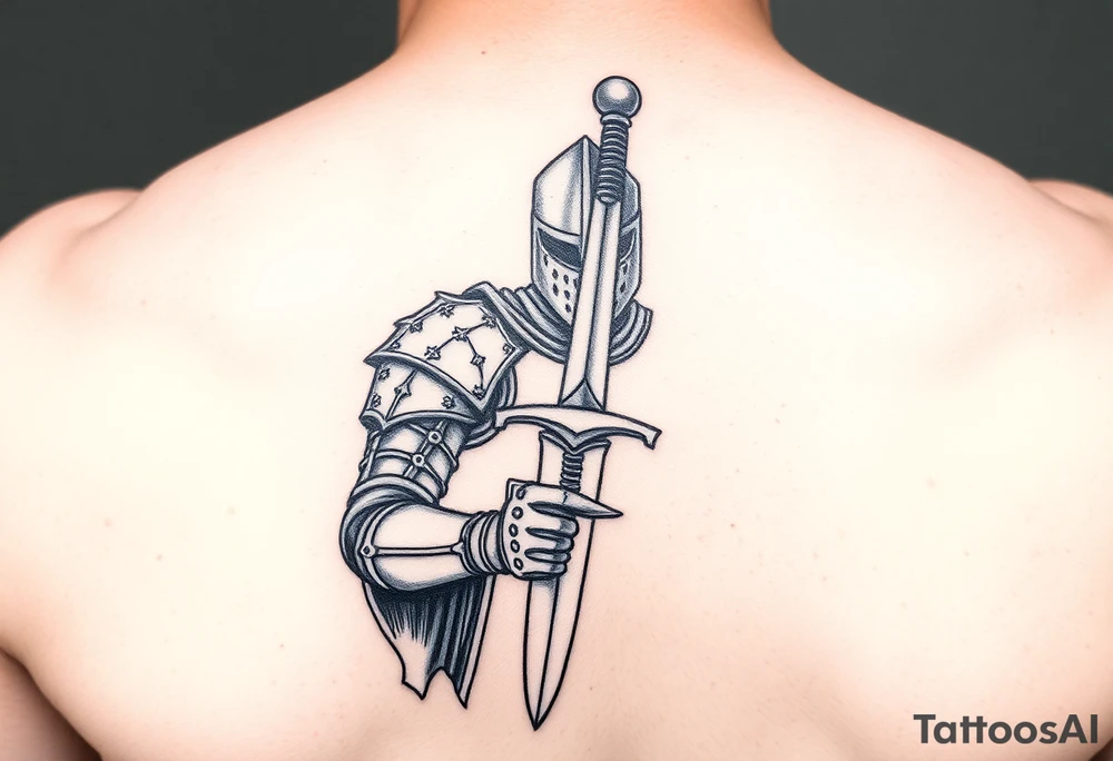 knight with asword in his hand. tattoo idea
