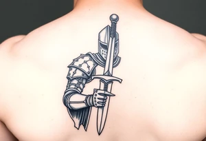 knight with asword in his hand. tattoo idea
