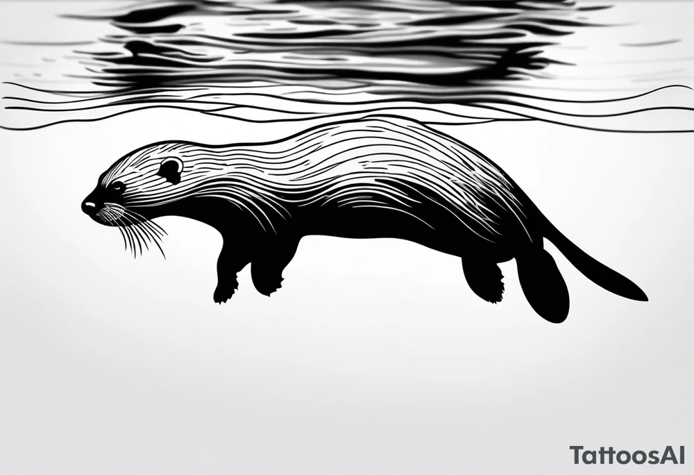 otter swimming tattoo idea