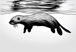 otter swimming tattoo idea