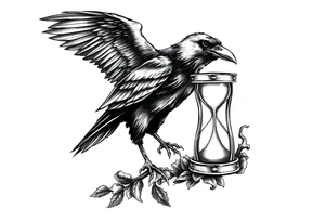 a raven and a hourglass. tattoo idea
