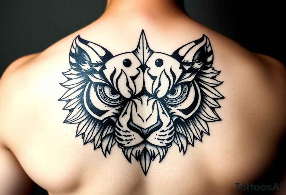 powerful majestic faces with huge eyes tattoo idea