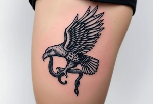 An eagle holding a serpent in his talons tattoo idea
