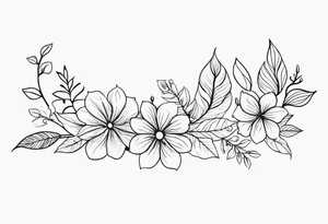 line of leaves and flowers, wraparound leg tattoo idea