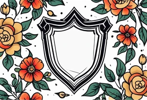 shield

old school vintage simple traditional design with vintage flowers surrounding
bold color simple tattoo idea