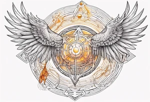 sacred geometry Metatron's cube with phoenix. Sleeve for woman's arm tattoo idea