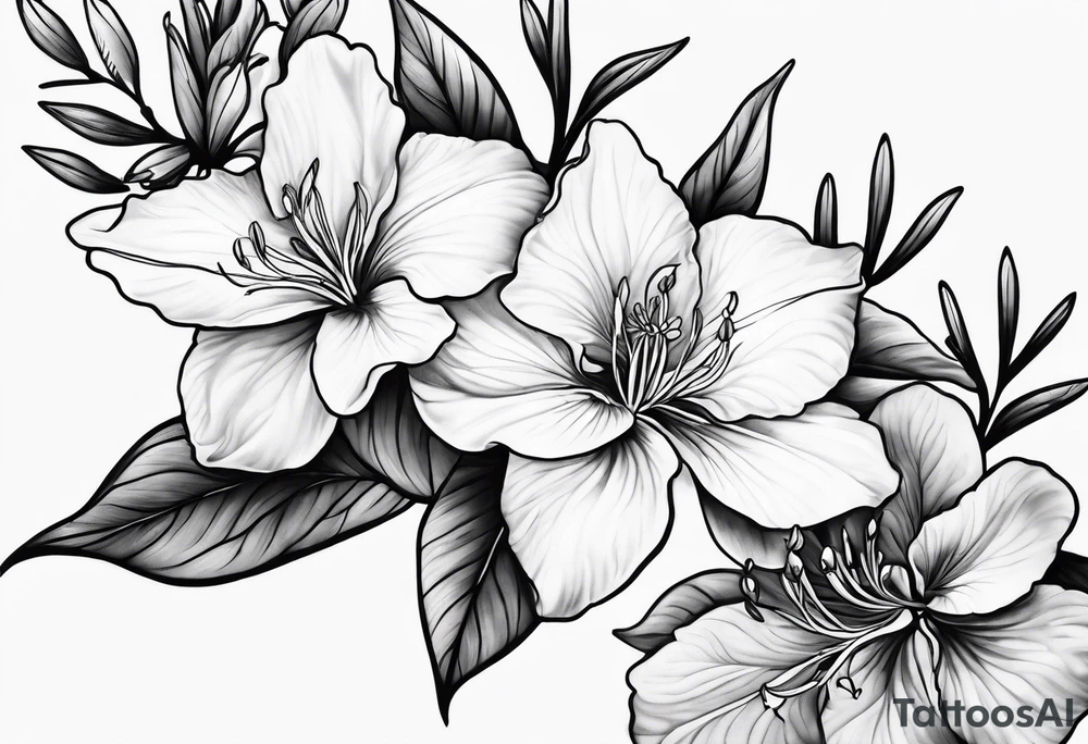 5-petal azaleas along a long branch tattoo idea