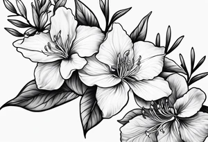 5-petal azaleas along a long branch tattoo idea