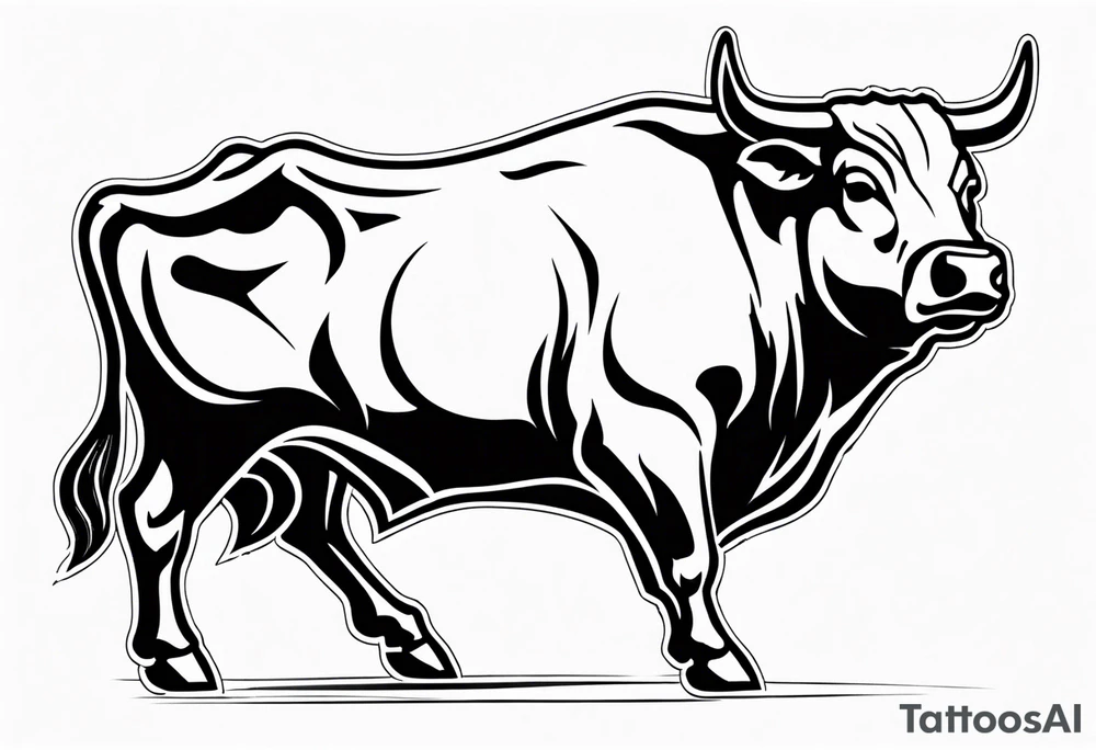 back of wallstreet bull with balls tattoo idea