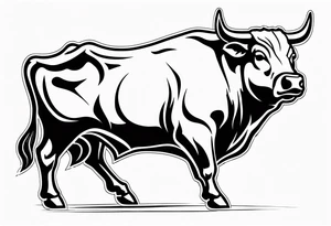 back of wallstreet bull with balls tattoo idea