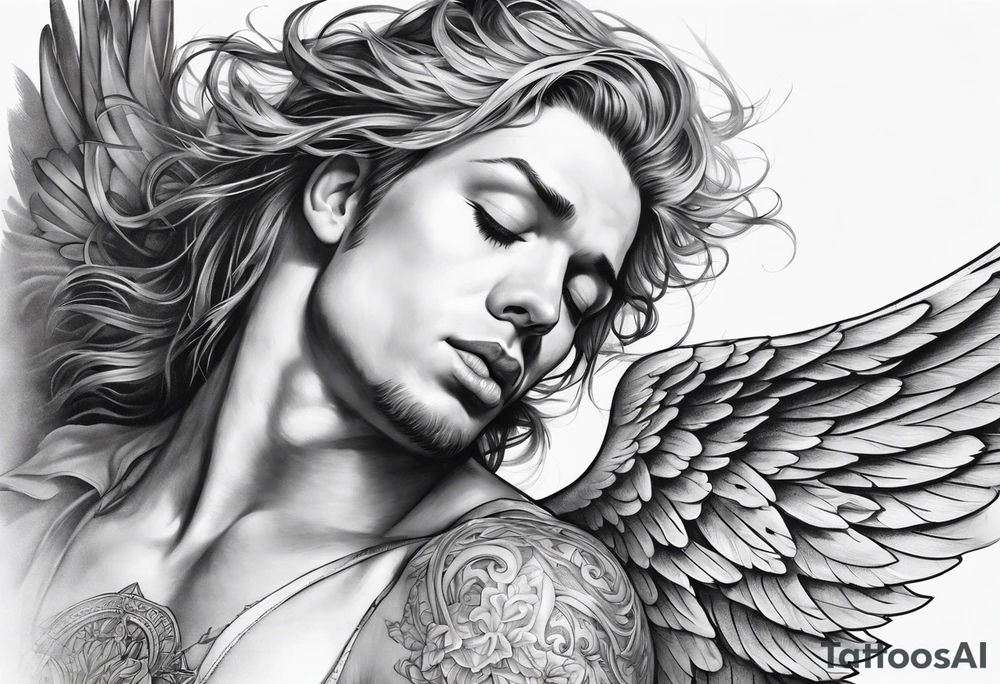 shoulder tattoo 
the falling angel male tattoo idea