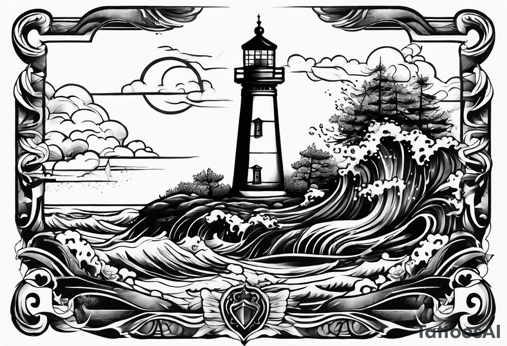 Traditional tattoo flash, stencil, lighthouse tattoo idea Traditional tattoo flash, stencil, lighthouse tattoo idea