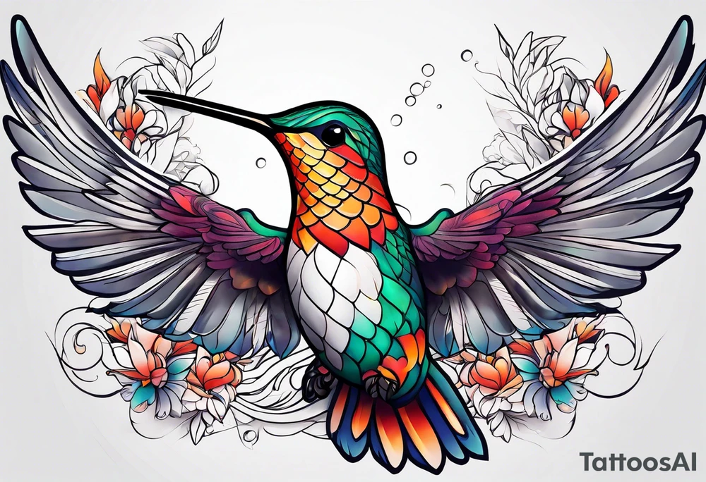 hummingbird lines arm tattoo tattoo idea