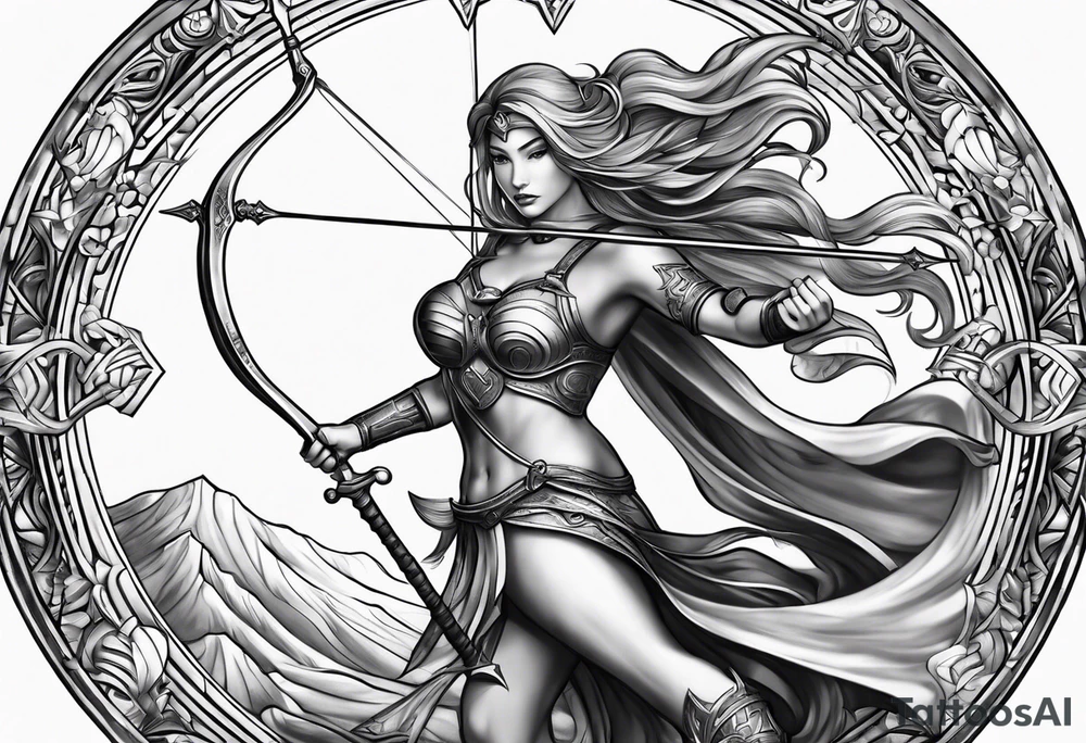 Sagittarius  realistic tattoo idea