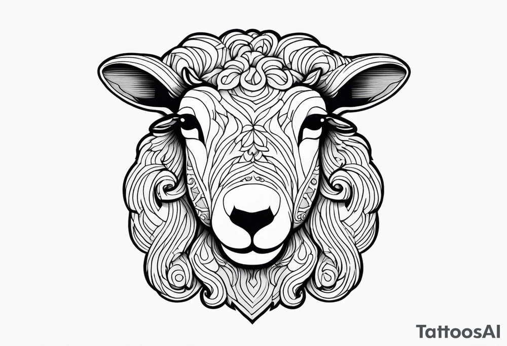 sheep head with background tattoo idea