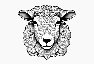 sheep head with background tattoo idea