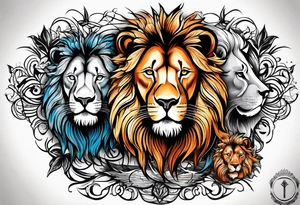 Powerful majestic lion family tattoo idea