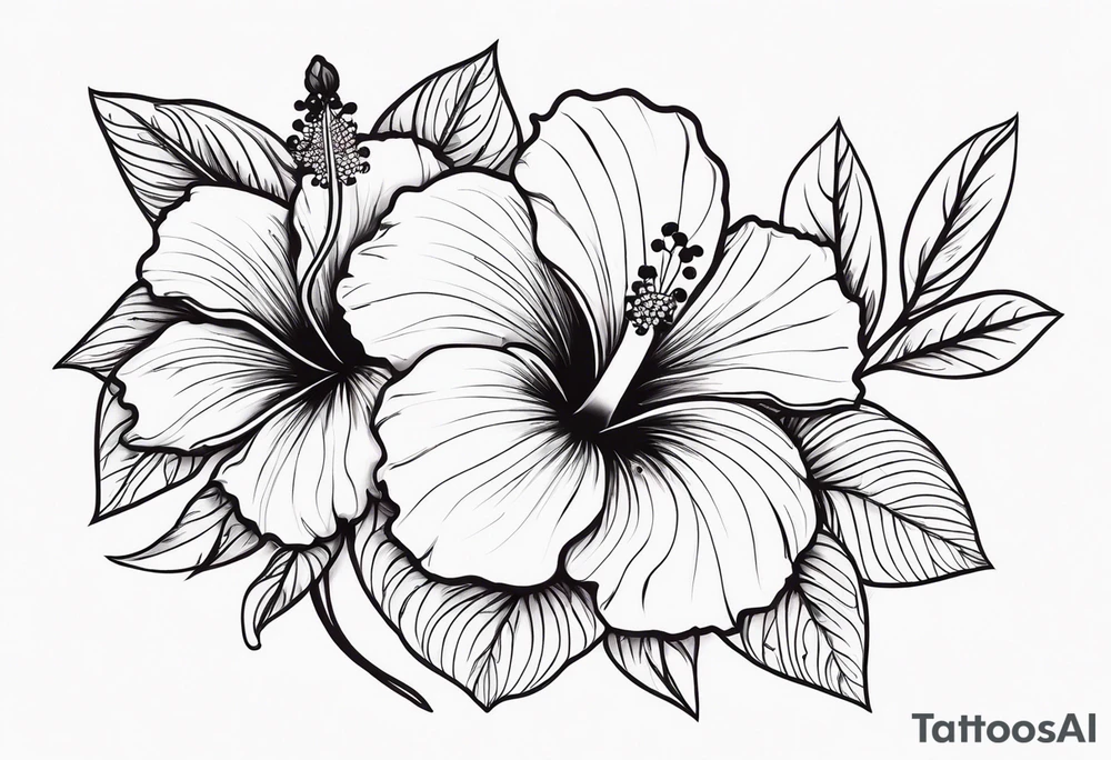 Long Vines With Hibiscus Flower tattoo idea