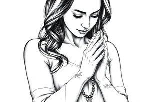 Woman praying with rosary tattoo tattoo idea