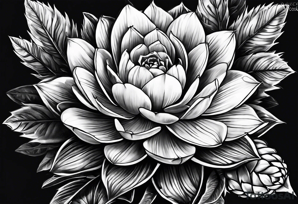 Leoa colorida com cactos tattoo idea