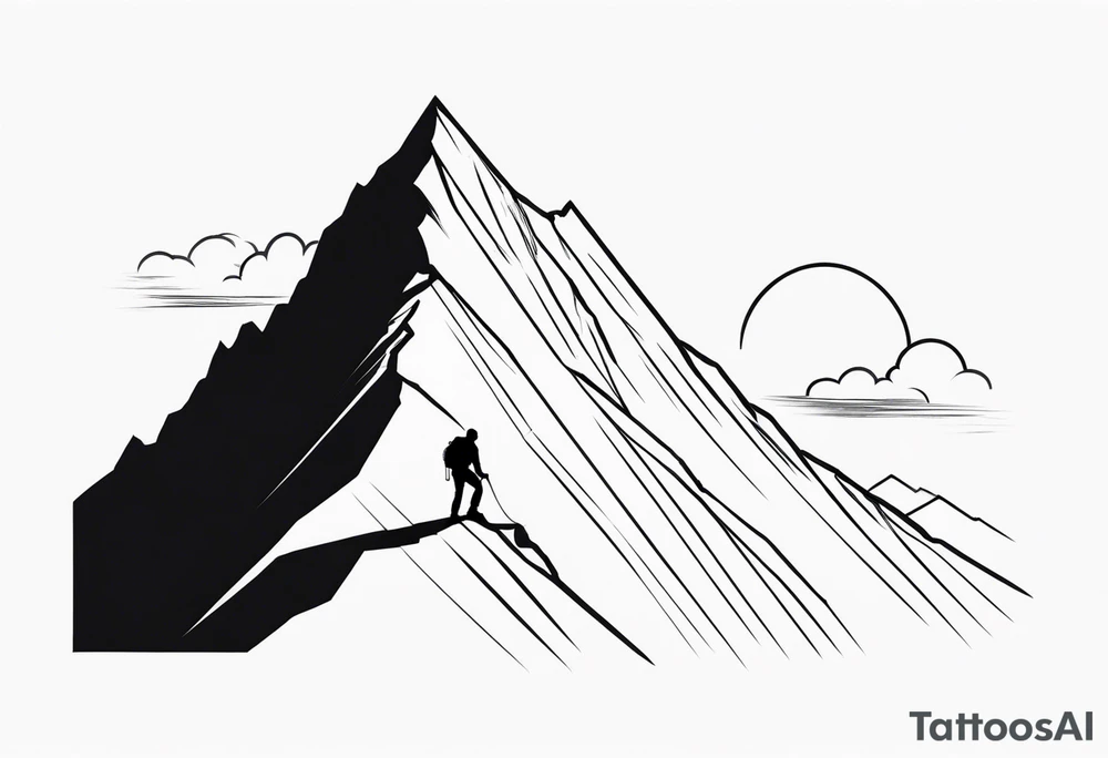 A climber ascending a steep mountain tattoo idea