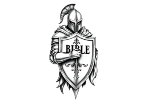 A knight with a bible on his shield tattoo idea tattoo idea