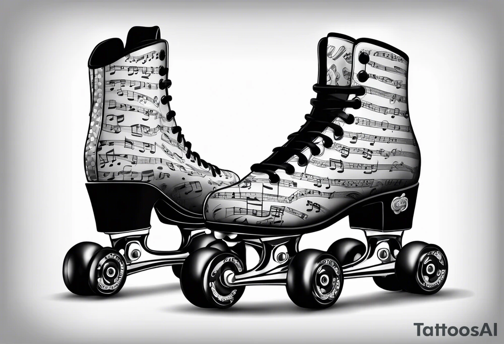 Rollerskates with music notes tattoo idea