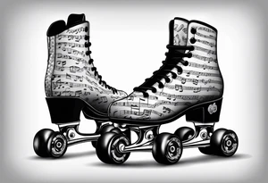 Rollerskates with music notes tattoo idea