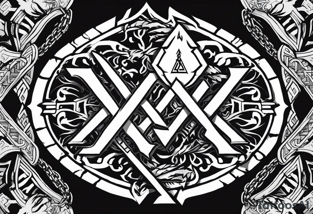 Valhalla sword shield dragon axe Valknut chains
steps tattoo idea Valhalla sword shield dragon axe Valknut chains
steps tattoo idea