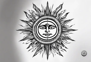 sun from the argentinian flag, detailed, dotwork, tattoo sketch, award-winning elegant dotwork tattoo design, stunning, black and white, high resolution, white background tattoo idea