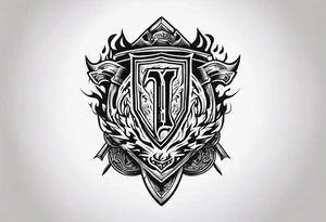 Valhalla sword shield axe fire tattoo idea