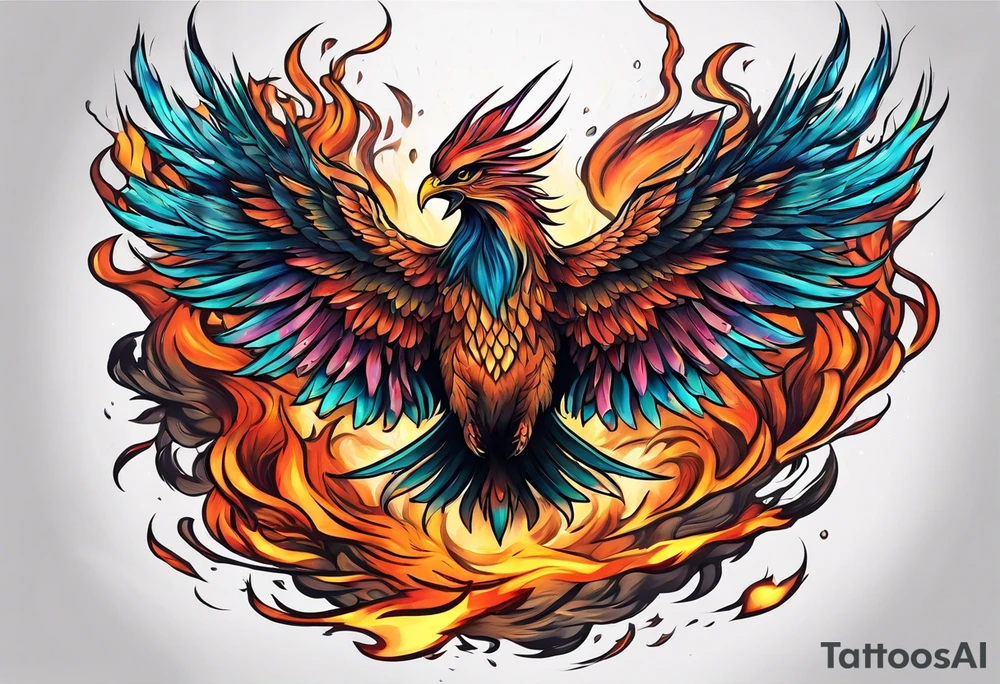 Phoenix rising from the ashes tattoo idea