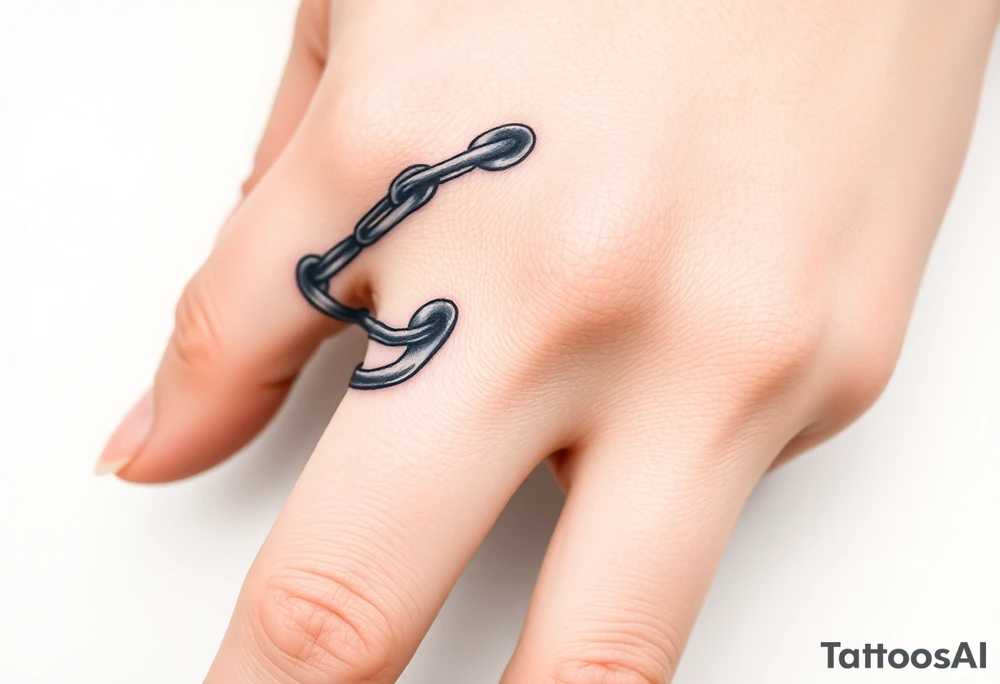 gothic chains intertwined on pointer finger and thumb tattoo idea