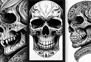 three skulls placed vertically tattoo idea