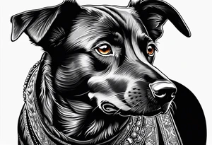 Koolie cross kelpie portrait tattoo idea