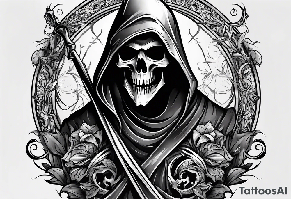 reaper tattoo design for upper arm and chest tattoo idea