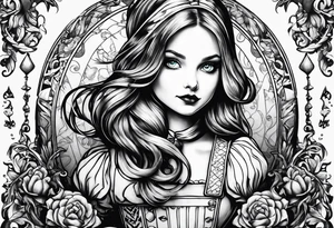 Alice in wonderland, Alice solo facing the viewer tattoo idea