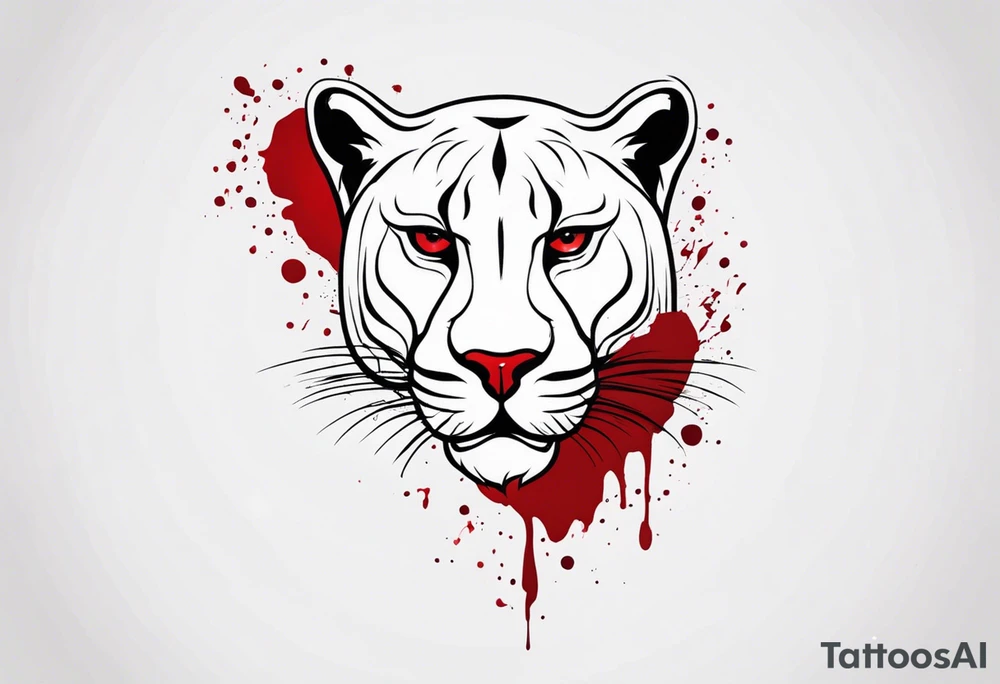 a panthera head with blood drops from mouth tattoo idea