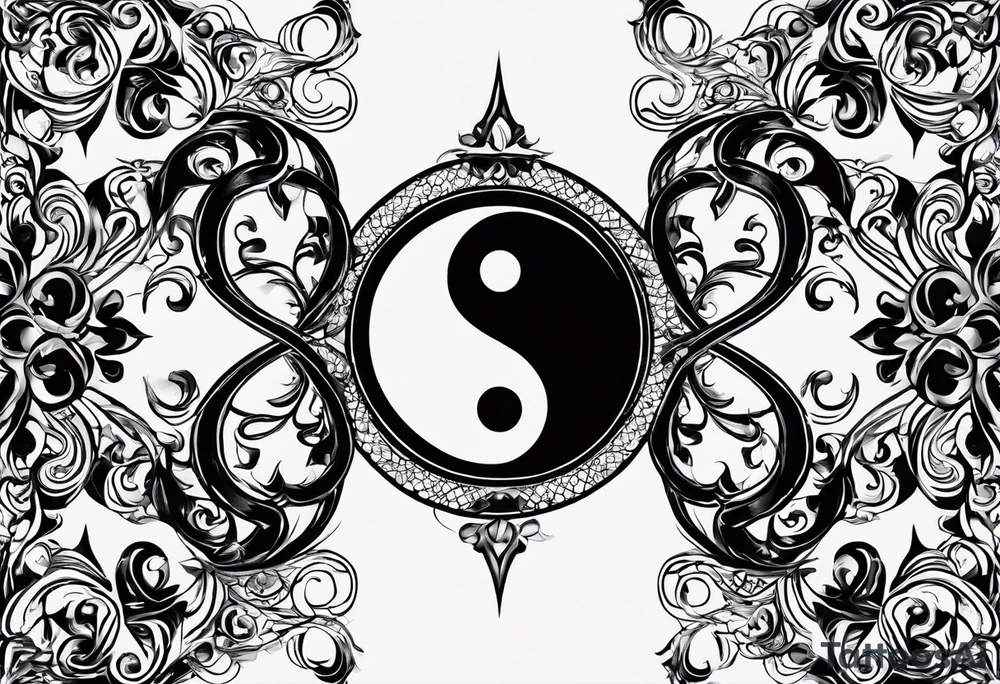 infinity symbol mixed with ying yang symbol, make it simple, no backgrounds only lines tattoo idea