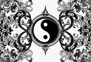 infinity symbol mixed with ying yang symbol, make it simple, no backgrounds only lines tattoo idea