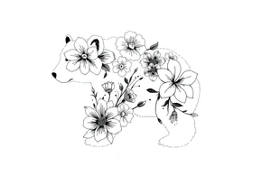 Bear silhouette with flowers tattoo idea