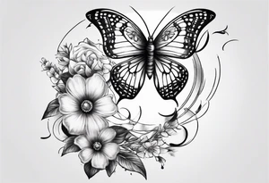 Butterfly wrap tattoos with large centre piece with moon and floral theme. Bracelet around ankle show on higher ankle tattoo idea