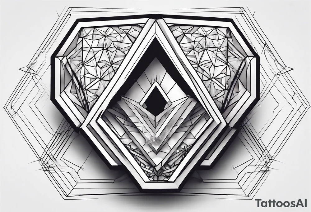 chest geometric hexagon heart tattoo idea