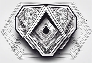 chest geometric hexagon heart tattoo idea