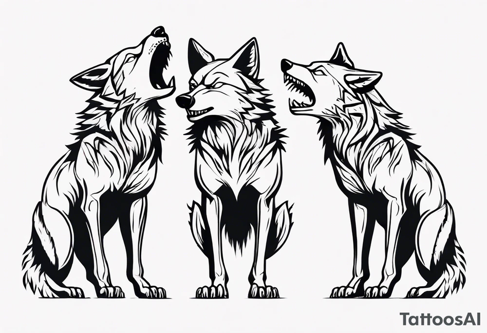two wolves with their mouths closed and dancing on their hind legs. tattoo idea two wolves with their mouths closed and dancing on their hind legs. tattoo idea
